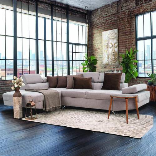 ΚΑΝΑΠΕΣ ΓΩΝΙΑ Fylliana RIO-M 3+4 ΔΕΞΙΑ TAUPE / ΚΑΦΕ 278*192*79