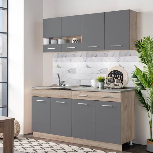 ΚΟΥΖΙΝΑ DALILA 160 GREY OAK / ΓΚΡΙ 160*51,5*206,5