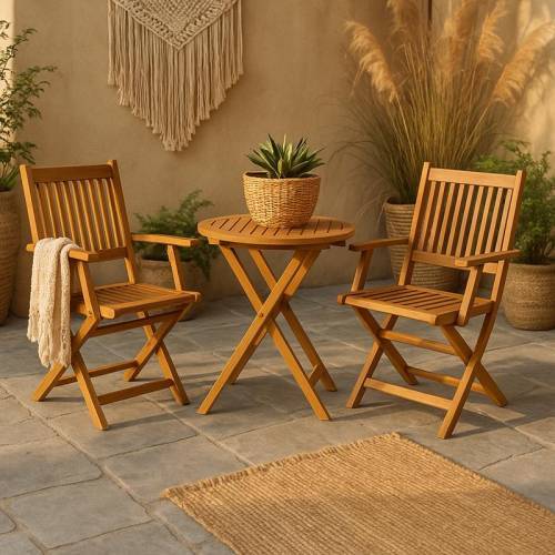 ΣΕΤ BISTRO 3 ΤΕΜ ΞΥΛΟ ΑΚΑΚΙΑΣ Fylliana FL921 ΚΑΡΥΔΙ ΣΚΕΛΕΤΟΣ 60x60x75εκ