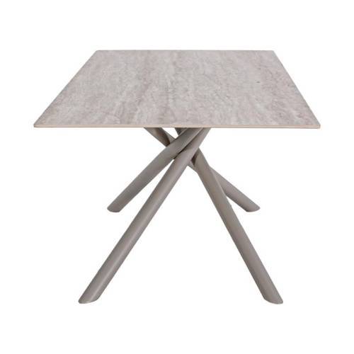 ΤΡΑΠΕΖΙ ΤΡΑΠΕΖΑΡΙΑΣ Fylliana FL1603 ΚΕΡΑΜΙΚΗ ΕΠΙΦΑΝΕΙΑ ΜΕ ΜΕΤΑΛΛΙΚΑ ΠΟΔΙΑ ΓΚΡΙ-ΜΠΕΖ ΧΡΩΜΑ 160x80x76εκ