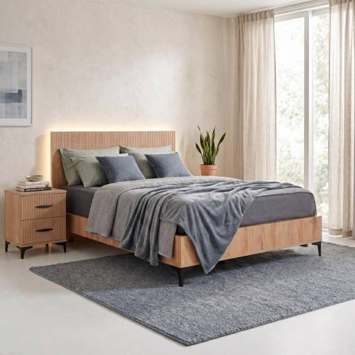 ΚΡΕΒΑΤΙ Fylliana Alicante NATURAL CANELLA OAK ΧΡΩΜΑ 150x210x110εκ (140x200)