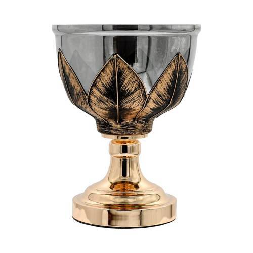 ΓΥΑΛΙΝΗ ΚΟΥΠ ΜΕ ΒΑΣΗ Fylliana FL3087 ΜΑΥΡΟ-ΧΡΥΣΟ ΧΡΩΜΑ 20x49εκ