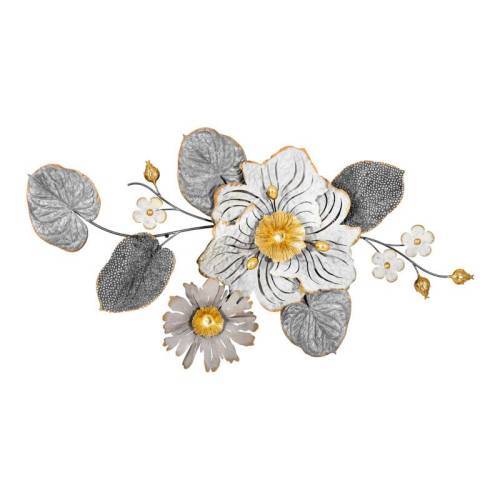 ΜΕΤΑΛΛΙΚΟ ΔΙΑΚΟΣΜΗΤΙΚΟ ΤΟΙΧΟΥ Fylliana FL0399 ΓΚΡΙ-ΛΕΥΚΟ-ΧΡΥΣΟ ΧΡΩΜΑ 90x7x48εκ