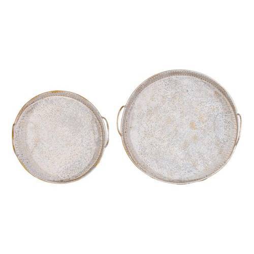 ΣΕΤ 2 ΜΕΤΑΛΛΙΚΩΝ ΔΙΑΚΟΣΜΗΤΙΚΩΝ ΔΙΣΚΩΝ Fylliana FL0254 ΑΝΤΙΚΕ ΑΣΗΜΙ ΧΡΩΜΑ 38x38x11εκ & 31x31x10.5εκ