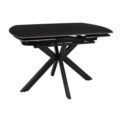 ΤΡΑΠΕΖΙ ΤΡΑΠΕΖΑΡΙΑΣ ΕΠΕΚΤΕΙΝΟΜΕΝΟ Fylliana Armonia ΜΕ ΜΑΥΡΗ ΚΕΡΑΜΙΚΗ ΕΠΙΦΑΝΕΙΑ ΚΑΙ ΜΕΤΑΛΛΙΚΑ ΠΟΔΙΑ 120-180x90x75εκ