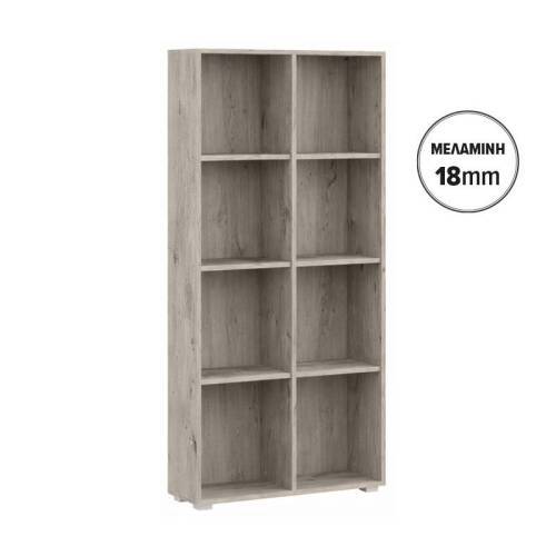 ΒΙΒΛΙΟΘΗΚΗ-ΡΑΦΙΕΡΑ Fylliana Smart 8P 18 GREY OAK ΧΡΩΜΑ 74x29x146εκ