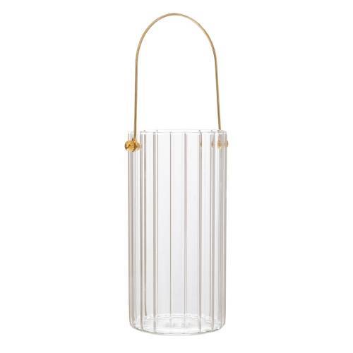 ΓΥΑΛΙΝΟ ΣΤΡΟΓΓΥΛΟ ΒΑΖΟ ΜΕ ΧΡΥΣΟ ΧΕΡΟΥΛΙ Φ10Χ20ΕΚ