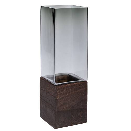 ΓΚΡΙ ΓΥΑΛΙΝΟ ΒΑΖΟ ΣΕ ΞΥΛΙΝΗ ΒΑΣΗ 10Χ30ΕΚ