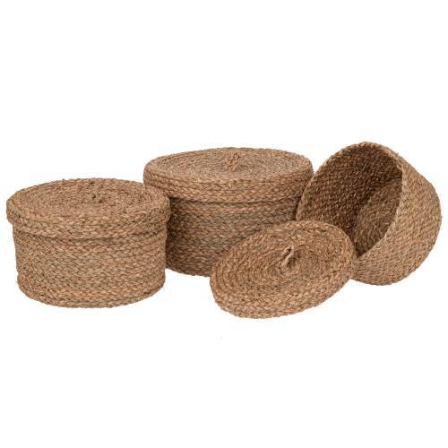 ΣΕΤ 3 ΑΠΟΘΗΚΕΥΤΙΚΑ WICKER ΜΕ ΚΑΠΑΚΙ Φ28Χ16 Φ25Χ14 Φ22Χ12ΕΚ