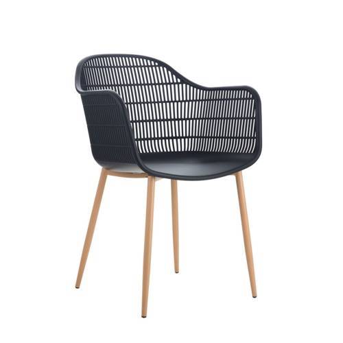 BERRY Πολυθρόνα Μέταλλο Βαφή Φυσικό, PP-UV Μαύρο Ε-00020421 ΕΜ155,1