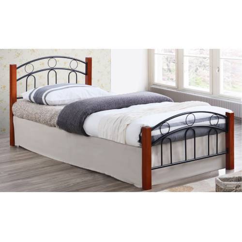 NORTON Κρεβάτι Διπλό, για Στρώμα 140x190cm, Μέταλλο Βαφή Μαύρο, Ξύλο Καρυδί Ε-00020530 Ε8108