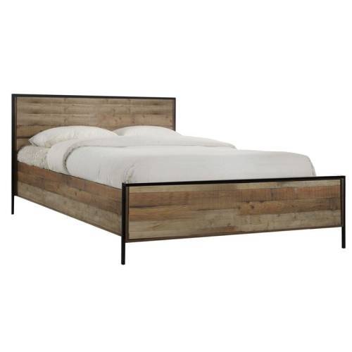 PALLET Κρεβάτι Διπλό, για Στρώμα 160x200cm, Μέταλλο Βαφή Μαύρο, Antique Oak Ε-00018550 Ε8431