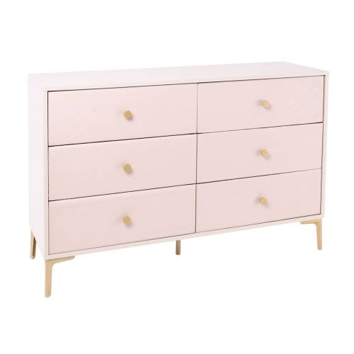 LANA Συρταριέρα με 6 Συρτάρια, Απόχρωση Εκρού, με πρόσοψη Pu Καπιτονέ Ε-00026067 Ε7504,1