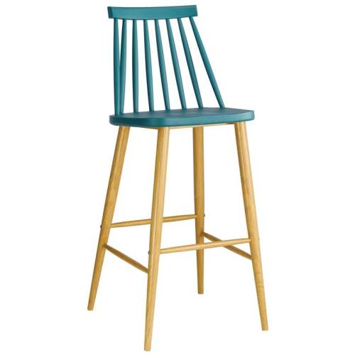 LAVIDA Σκαμπό BAR με Πλάτη, Μέταλλο Βαφή Φυσικό, PP Μπλε Ε-00017847 ΕΜ153,5