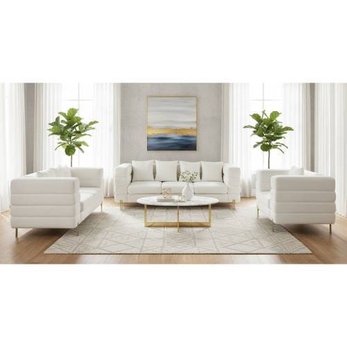 MORRIS Set Σαλόνι - Καθιστικό 3θέσιος + 2θέσιος + Πολυθρόνα Ύφασμα Teddy Άσπρο Ε-00026612 Ε9600,1