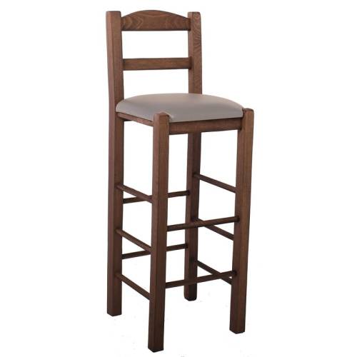 ΣΙΦΝΟΣ Σκαμπό BAR με Πλάτη, Οξιά Βαφή Εμποτισμός Καρυδί, Κάθισμα Pu Cappuccino Ρ-00026343 Ρ980,Ε2Τ1