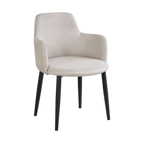 SOUL Πολυθρόνα Τραπεζαρίας Σαλονιού - Κουζίνας, Μέταλλο Βαφή Μαύρο, Ύφασμα Μπεζ Ε-00026658 ΕΜ713,4