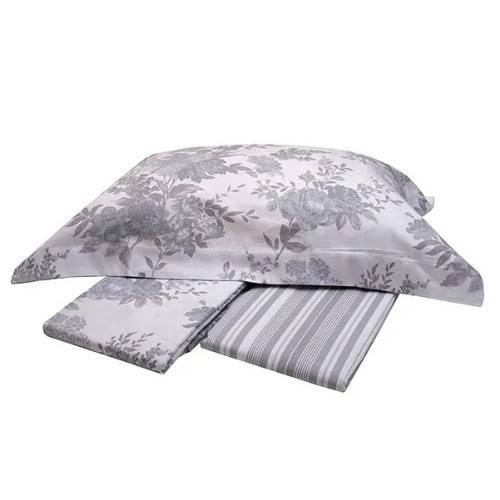 Σετ Σεντόνια Satin Εμπριμέ Clarissa Grey 270X280 SUNSHINE HOME