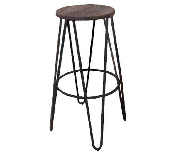 ARCO Wood Σκαμπό Bar, Μέταλλο Βαφή Antique Black, Ξύλο Απόχρωση Dark Oak Ε-00017624 Ε5207,10