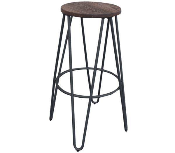 ARCO Wood Σκαμπό Bar, Μέταλλο Βαφή Μαύρο, Ξύλο Απόχρωση Dark Oak Ε-00017179 Ε5207,1