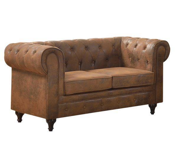 CHESTERFIELD Kαναπές 2Θέσιος Σαλονιού - Καθιστικού, Ύφασμα Απόχρωση Καφέ Camel Ε-00017822 Ε942,2