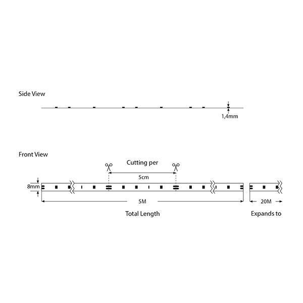 ΤΑΙΝΙΑ LED FLEXIBLE 5M 10W 24V 3000K IP20 PRO