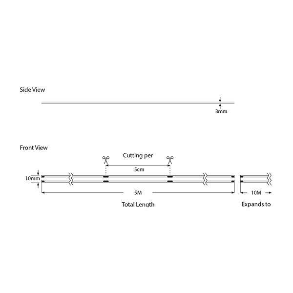 ΤΑΙΝΙΑ LED COB 5M 12W 24V PIXEL 540L/M IP44 PRO