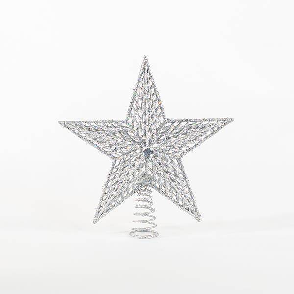 ΠΛΑΣΤΙΚΗ ΚΟΡΥΦΗ ΔΕΝΤΡΟΥ, GLITTER, ΑΣΗΜΙ, 29,5X33CM