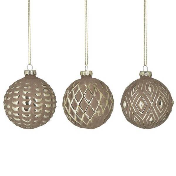 S/6 ΜΠΑΛΑ XMAS ΓΥΑΛΙΝΗ 2 ΣΧΕΔΙΑ ΧΡΥΣΗ/ΚΑΦΕ Φ8Χ8