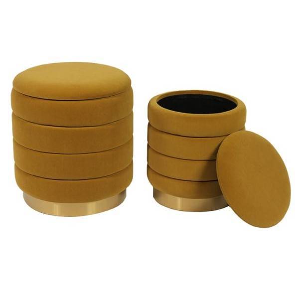 ΣΕΤ ΣΚΑΜΠO ΒΕΛΟΥΔΙΝΟ ΜΕ ΑΠΟΘΗΚΕΥΤΙΚΟ ΧΩΡΟ ΜΟΥΣΤΑΡΔΙ/ΧΡΥΣΟ Φ40Χ44 INART