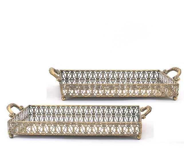 Σετ/2 παραλ/μοι δίσκοι σερβίς με καθρέπτη 48,5/53,5cm HT623