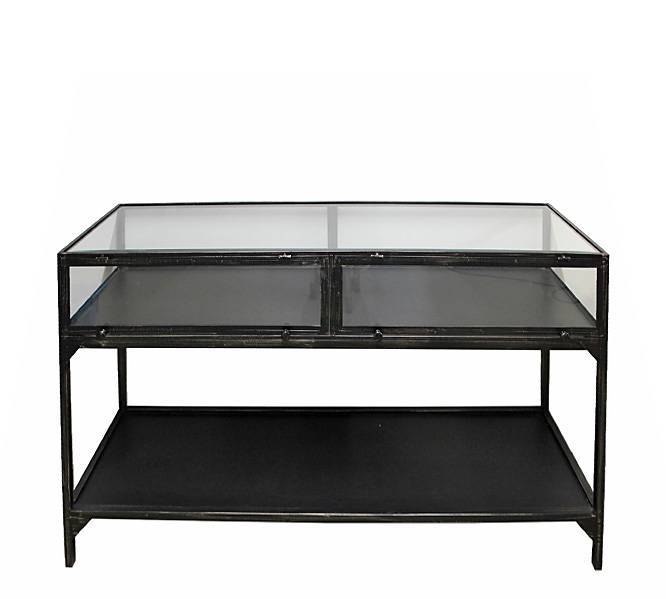 Κονσόλα/βιτρίνα από γυαλί και σίδερο σε μαυρο χρ.137x73cm XET-3543