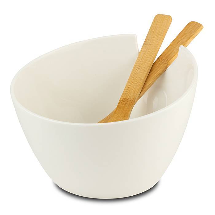 Σαλατιέρα πορσελάνινη με 2 κουτάλες σερβιρίσματος Terrestrial 24cm