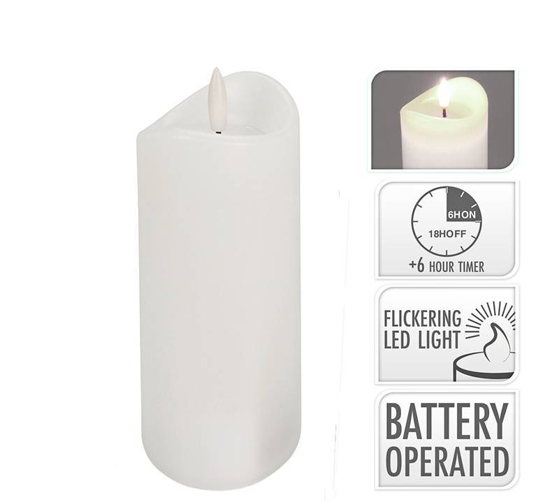 Κερι led με timer σε λευκο χρ., 7x12.5cm CA428