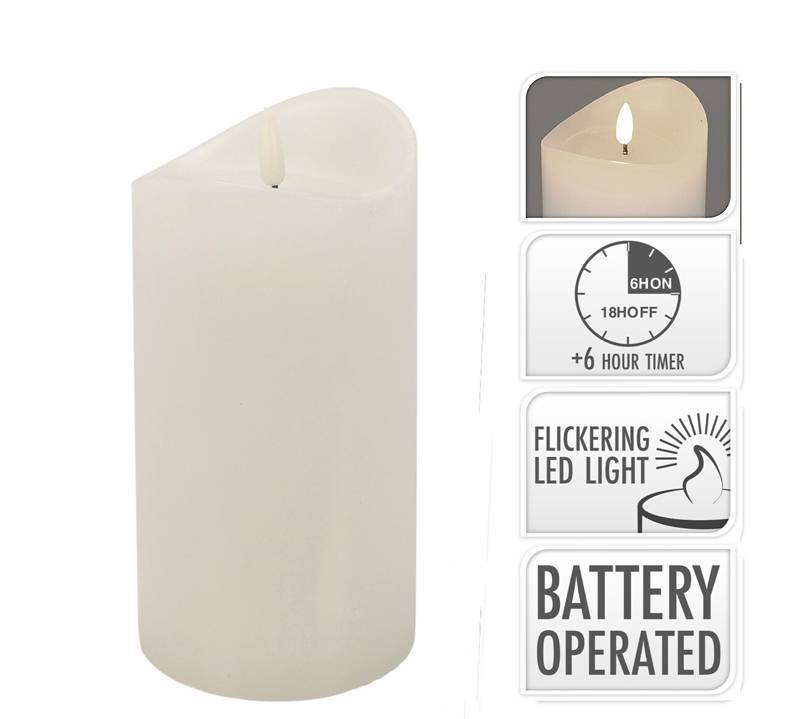 Κερι led με timer σε λευκο χρ., 9x15cm CA429