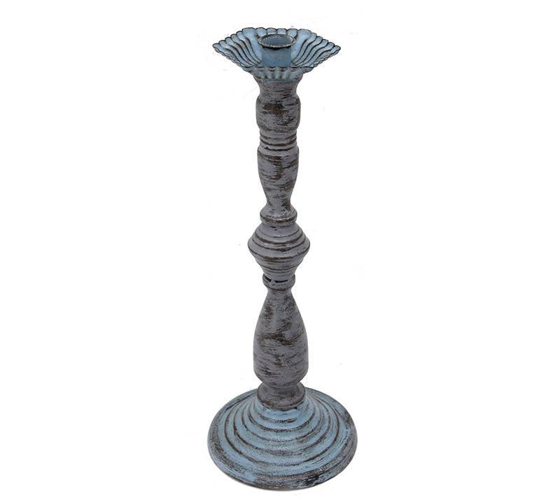 Μεταλλικό κηροπήγιο παλαιωμένο φινίρισμα γκρι/μπλε,40,5cm FB178