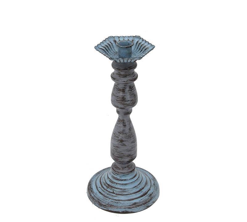 Μεταλλικό κηροπήγιο παλαιωμένο φινίρισμα γκρι/μπλε,32,5cm FB179