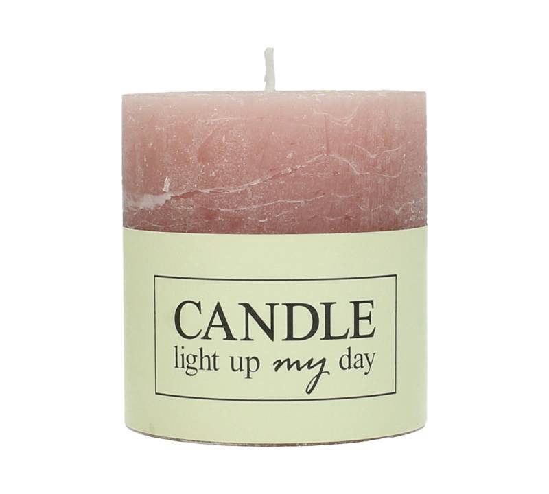 Κερί κορμός σαγρέ ροζ 7x7x7.5cm WER-0726