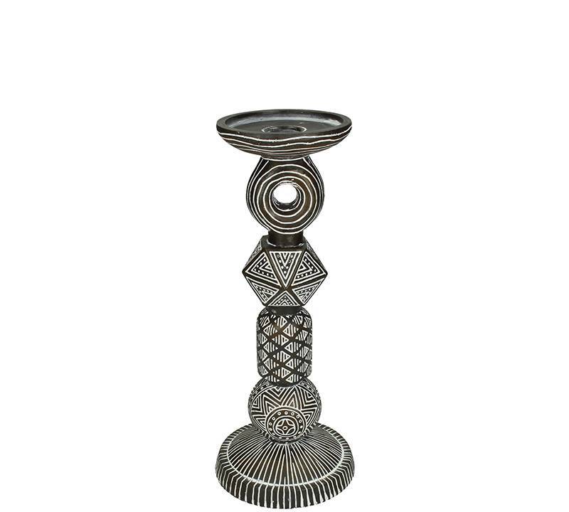Κηροπήγιο Tribal μαύρο/λευκό, 28cm XET-7499