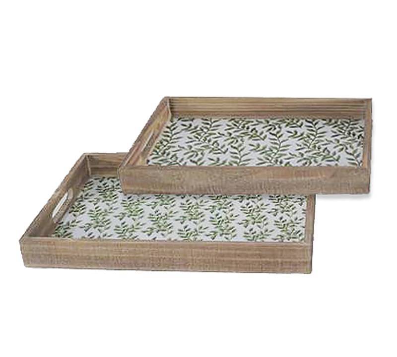 Σ/2 ξύλινοι παραλ/μοι δισκοι καφέ/πράσινο 40/47cm ID224