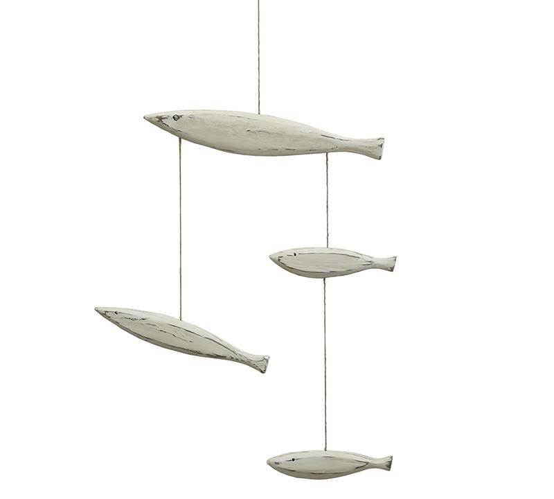 Ξύλινα κρεμαστά διακοσμητικά ψάρια,εκρου χρ.,48x58cm HG195