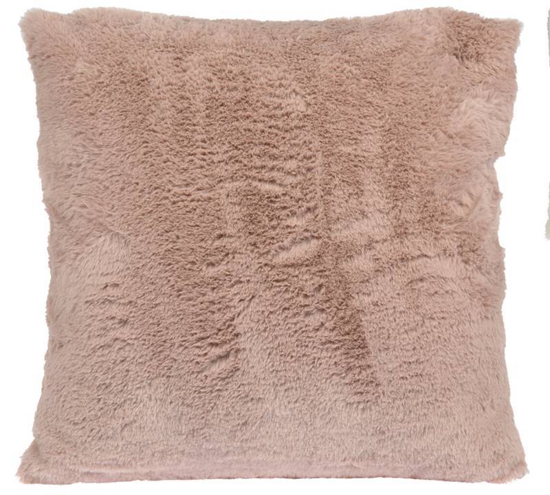 Μαξιλάρι συνθετική γούνα λαγού 2χρ.,ροζ&κρεμ,45x45cm MH423