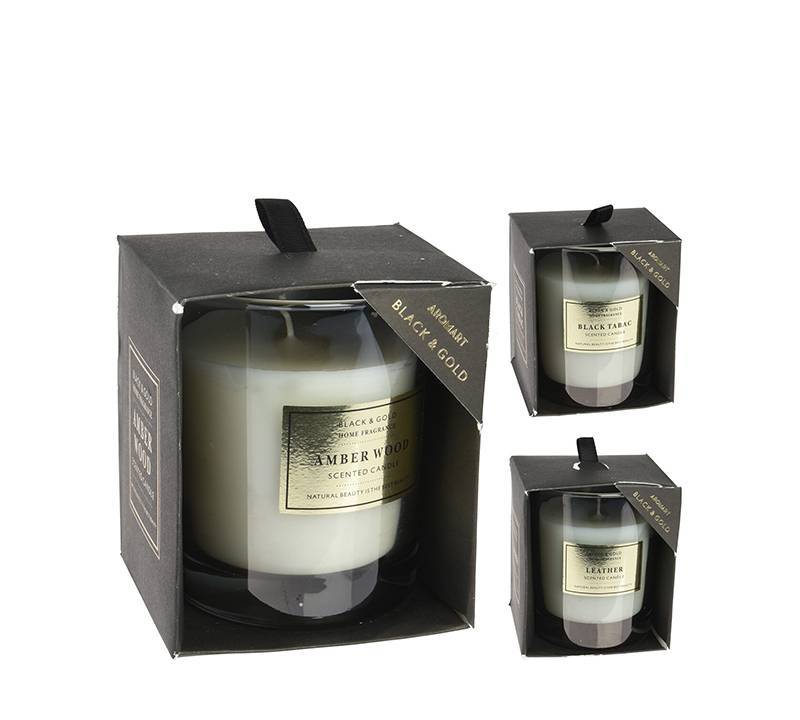 Αρωμ. κερί σε γυάλινο δοχείο, 3 αρώματα, κουτί δώρου 9x10.5cm CA286