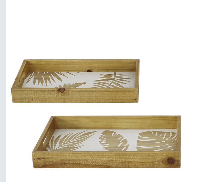 Ξύλινοι δίσκοι Σ/2, με ανάγλυφο φύλλο monstera ID238