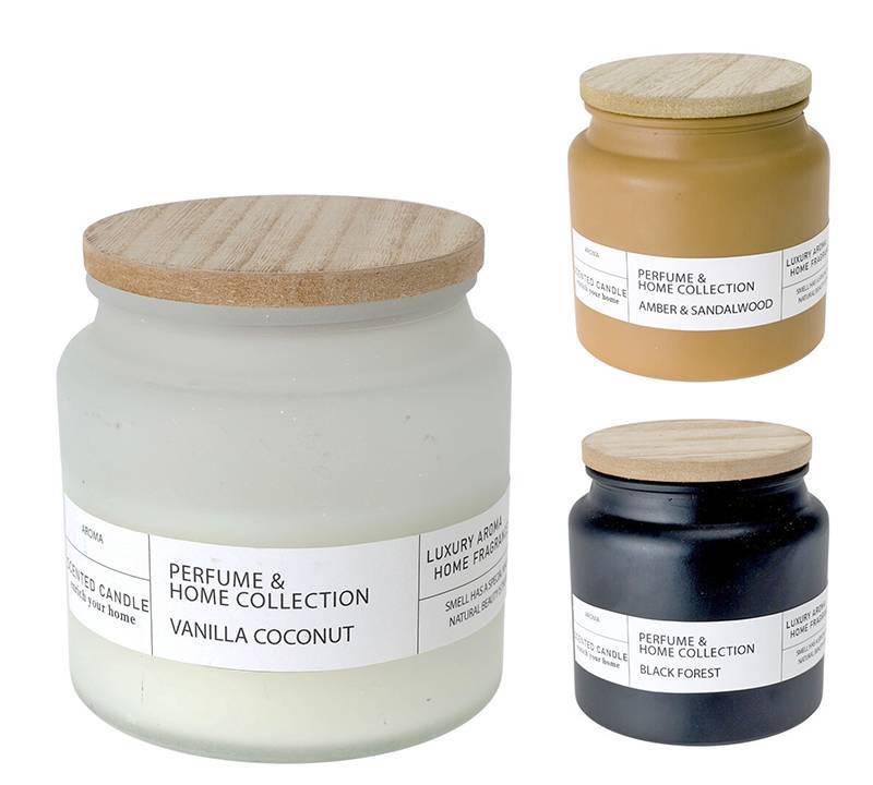 Αρωματικό κερί σε γυάλινο δοχείο 10x10cm,ξύλινο καπάκι,3χρ. KZ339