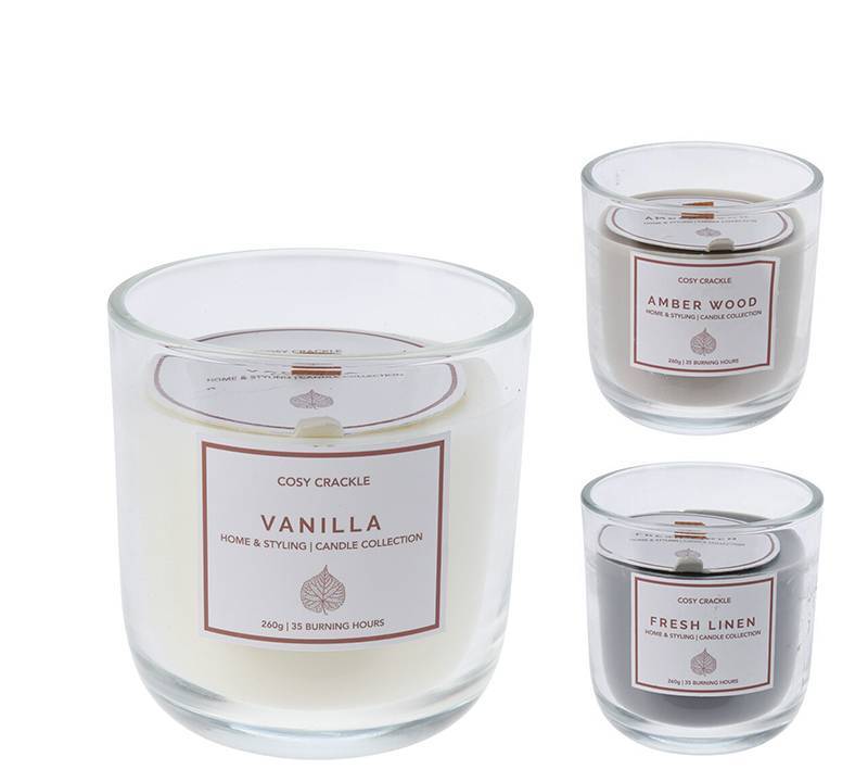 Κερι σε γυαλινο δοχειο σε 3 αρωματα 9x10cm CA434