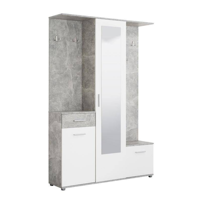 ΣΤΑΝΤ ΧΟΛ ΚΑΙ ΠΑΠΟΥΤΣΟΘΗΚΗ MARTIN ΓΚΡΙ CONCRETE-ΛΕΥΚΟ 133.5*33*197.5