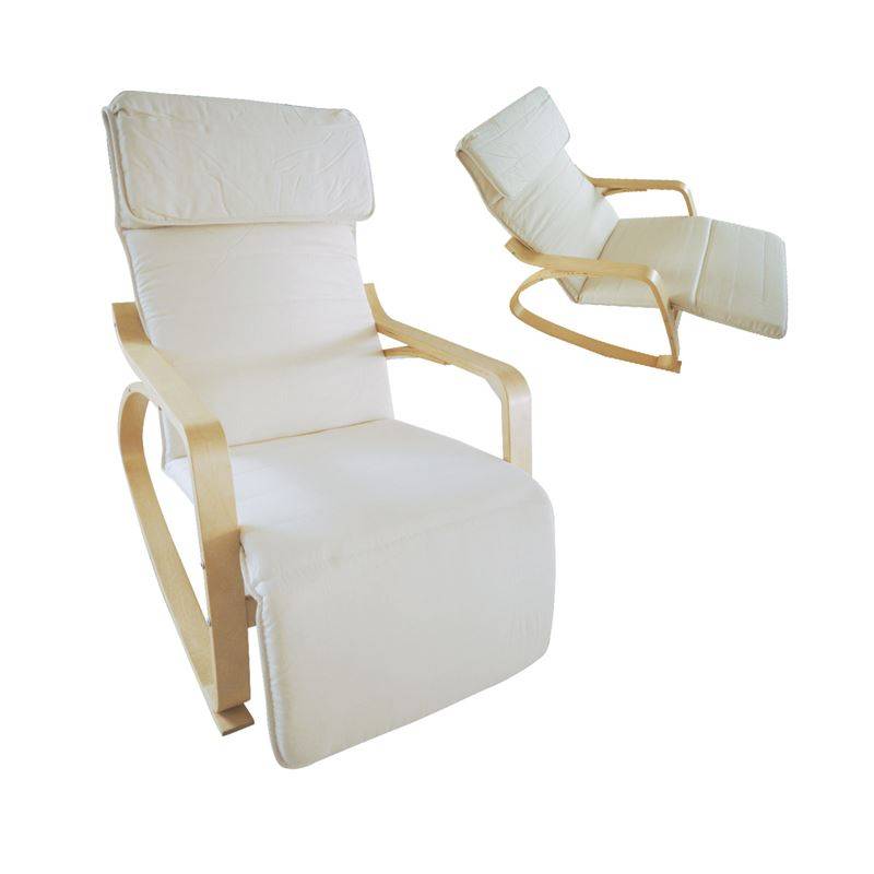 HAMILTON Super Relax Πολυθρόνα Σαλονιού - Καθιστικού, Σημύδα, Ύφασμα Άσπρο Ε-00018104 Ε7157,1