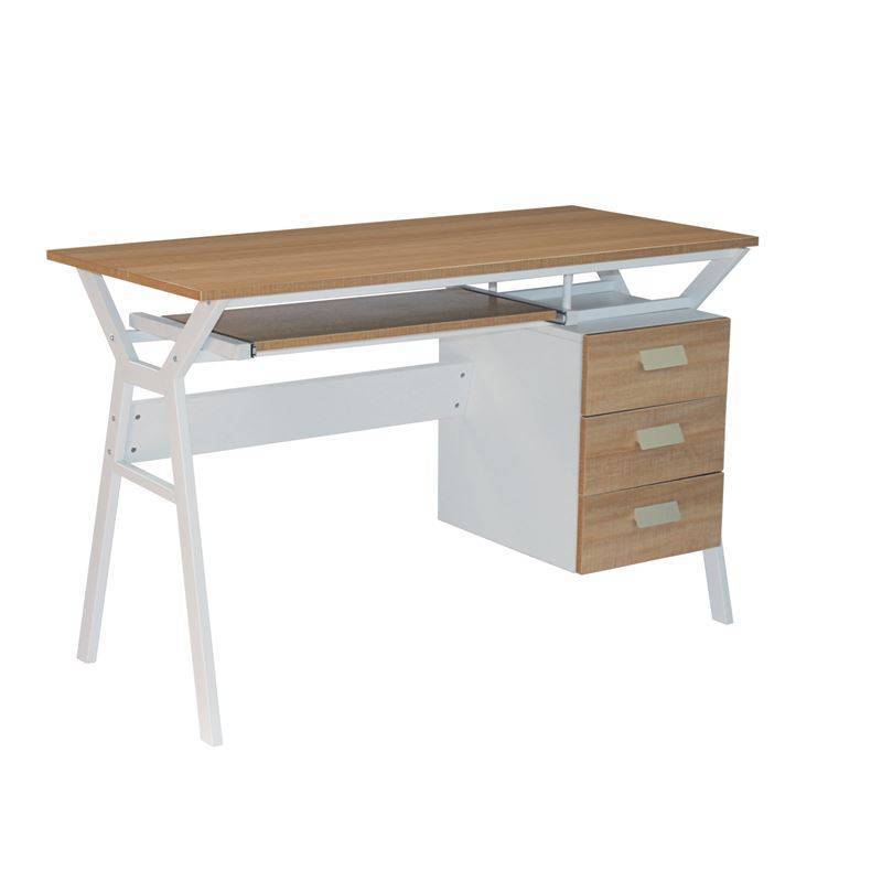 UNIT Γραφείο Μέταλλο Βαφή Άσπρο, Melamine Απόχρωση Sonoma Ε-00022068 ΕΟ436