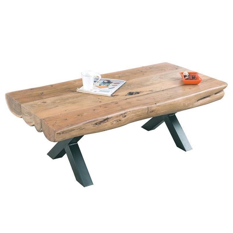 VILLAGE Τραπεζάκι Σαλονιού Καθιστικού, Μέταλλο Βαφή Μαύρο, Ξύλο Ακακία Φυσικό Ε-00018391 ΕΑ7002